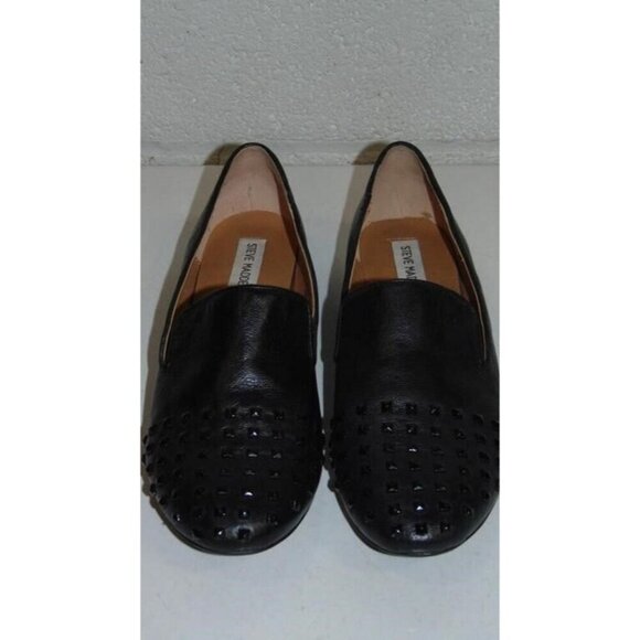 Steve Madden Henri Black Leather Upper Embellished Studded Slip On Loafers sz 8 - Picture 6 of 11